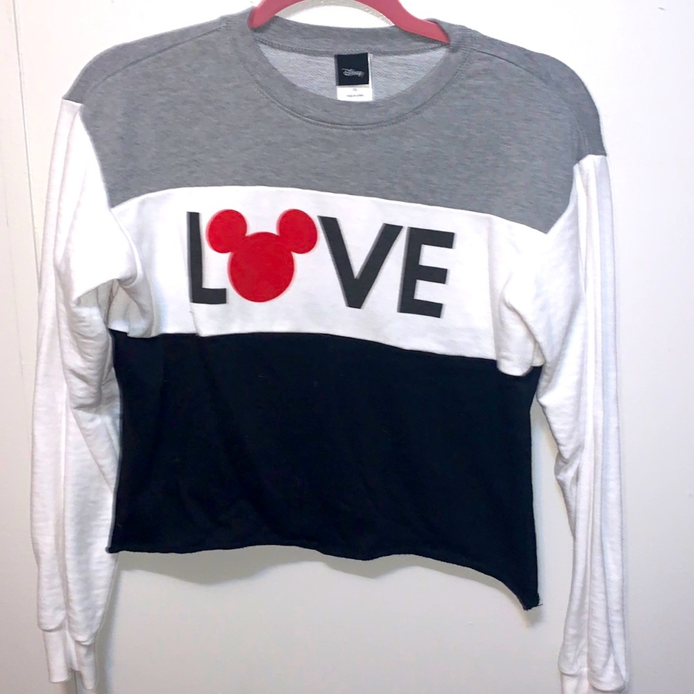 “Love” Mickey Mouse Cropped Sweater